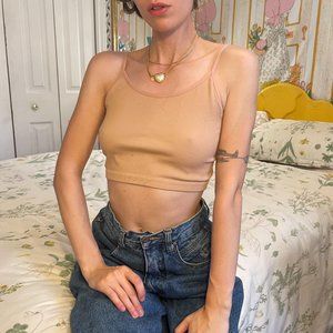 Ribbed pink athletic halter crop top!